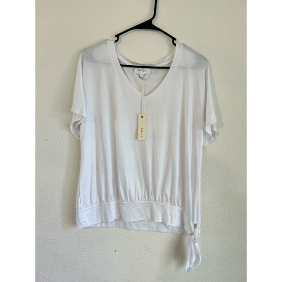 Korye Tops - NWT Korye V Neck White Tie Knot Detail Relaxed Fit Cap Sleeve Size Large